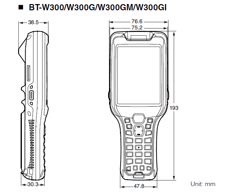 BT-W300/W300G/W300GM/W300GI Dimension