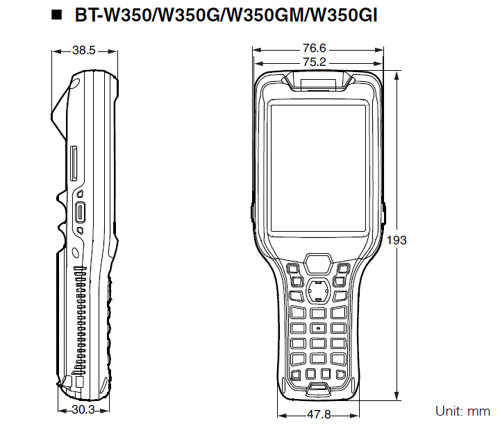 BT-W350/W350G/W350GM/W350GI Dimension